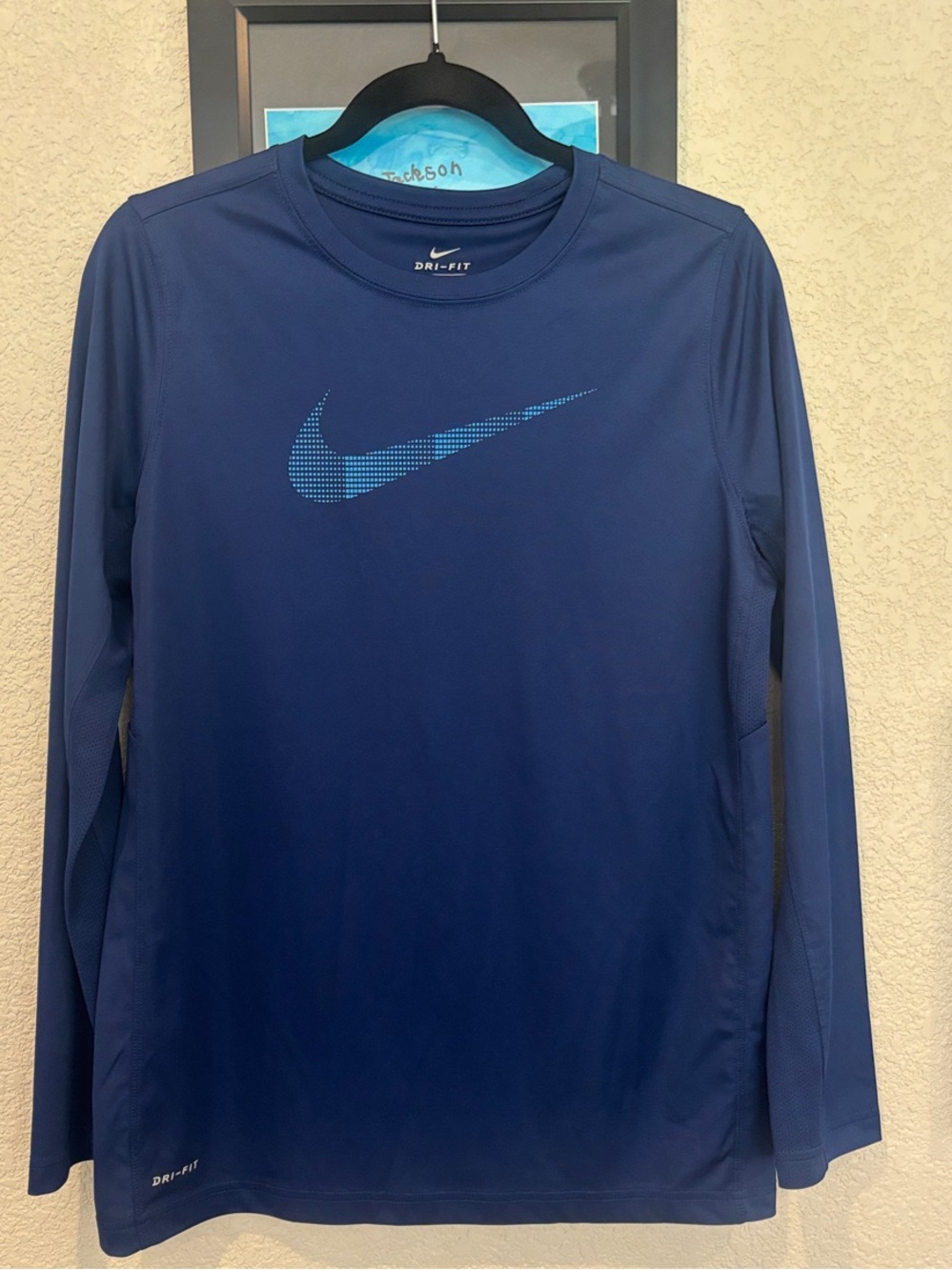 Boys’ Nike Long Sleeve Dri-FIT Performance Tee - Navy Blue